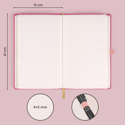 Notizbuch Rosa, gepunktet, 13 × 21 cm