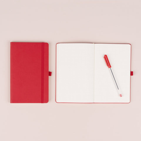 Notizbuch Rot, gepunktet, 13 × 21 cm