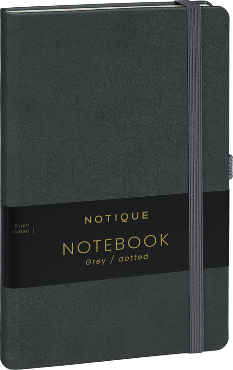 Notizbuch Grau, gepunktet, 13 × 21 cm