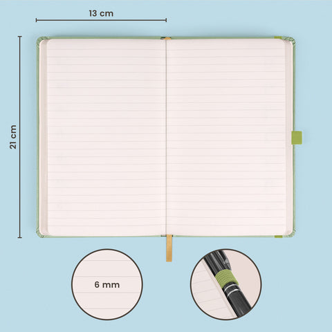 Notizbuch Grün, liniert, 13 × 21 cm