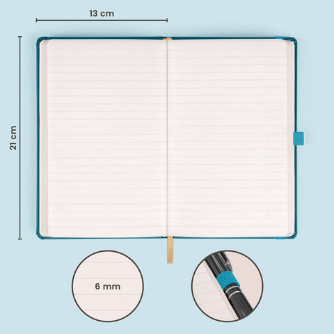 Notizbuch Türkis, liniert, 13 × 21 cm