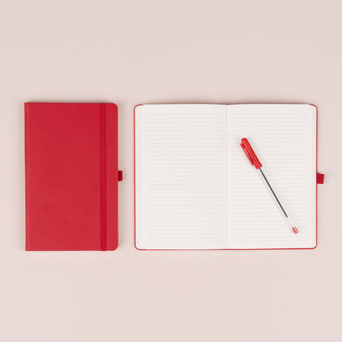 Notizbuch Rot, liniert, 13 × 21 cm