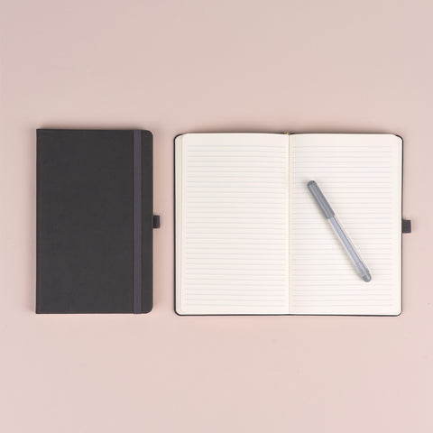 Notizbuch Grau, liniert, 13 × 21 cm