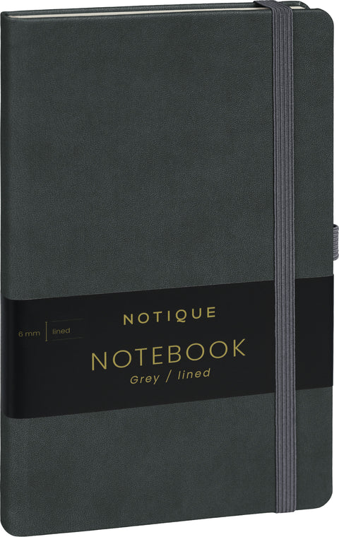 Notizbuch Grau, liniert, 13 × 21 cm