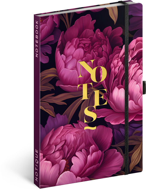 Notizbuch Lila Blumen, liniert, 13 x 21 cm