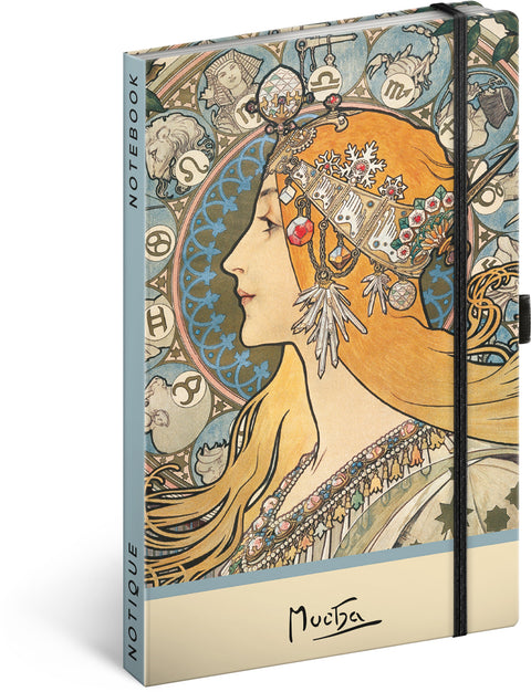 Notizbuch Alfons Mucha - Zodiac, gepunktet, 13 x 21 cm