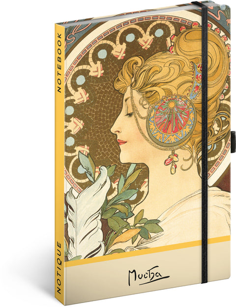 Notizbuch Alfons Mucha - Schreibfeder, gepunktet, 13 x 21 cm