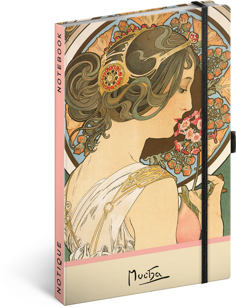 Notizbuch Alfons Mucha - Primel, gepunktet, 13 x 21 cm