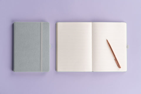 Notizbuch Balacron, silber, liniert, 15 x 21 cm