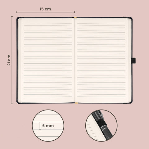Notizbuch Aprint, schwarz, liniert, 15 x 21 cm