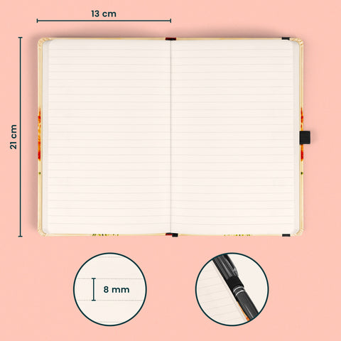 Notizbuch Mohnblumen von Kateřina Winterová, liniert, 13 x 21 cm