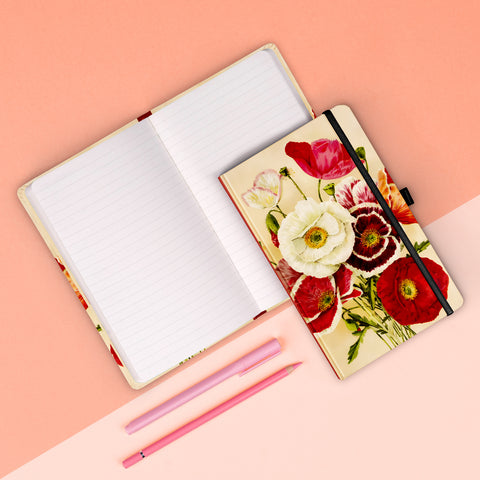 Notizbuch Mohnblumen von Kateřina Winterová, liniert, 13 x 21 cm