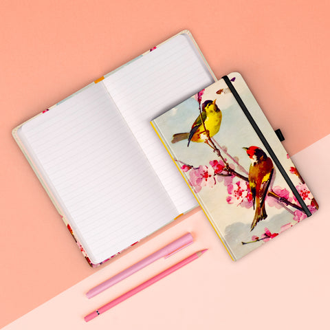 Notizbuch Vögel – Sakura von Kateřina Winterová, liniert, 13 x 21 cm