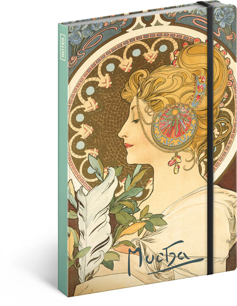 Notizbuch Alfons Mucha - Feder, unliniert, 13 x 21 cm