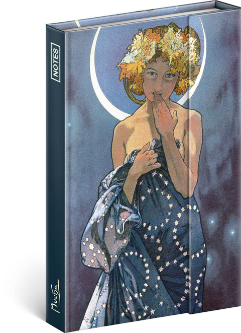 Notizbuch Alfons Mucha - Luna, liniert, 11 x 16 cm