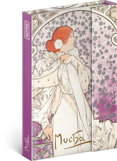 Notizbuch Alfons Mucha - Die Dame, liniert, 11 x 16 cm