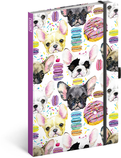 Notizbuch Bulldoggen, liniert, 13 x 21 cm