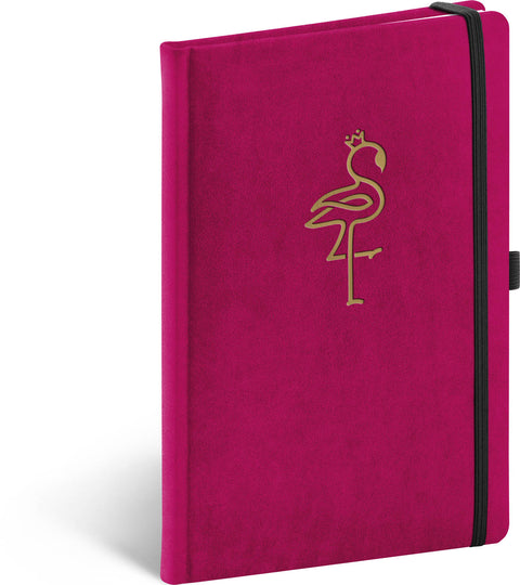 Notizbuch Velvet Flamingo, liniert, 13 x 21 cm