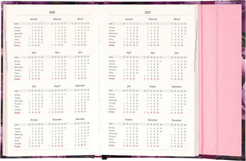 Wöchentlicher Magnetplaner Lila Blumen 2026, 13 x 21 cm