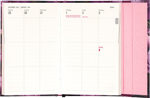 Wöchentlicher Magnetplaner Lila Blumen 2026, 13 x 21 cm