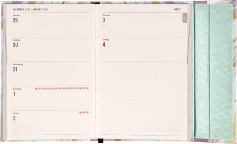 Wöchentlicher Magnetplaner Rosa Marmor 2026, 11 x 16 cm