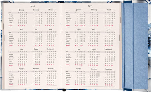 Wöchentlicher Magnetplaner Porzellanblüte 2026, 11 x 16 cm