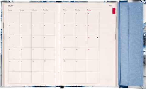 Wöchentlicher Magnetplaner Porzellanblüte 2026, 11 x 16 cm