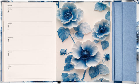 Wöchentlicher Magnetplaner Porzellanblüte 2026, 11 x 16 cm