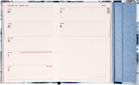 Wöchentlicher Magnetplaner Porzellanblüte 2026, 11 x 16 cm