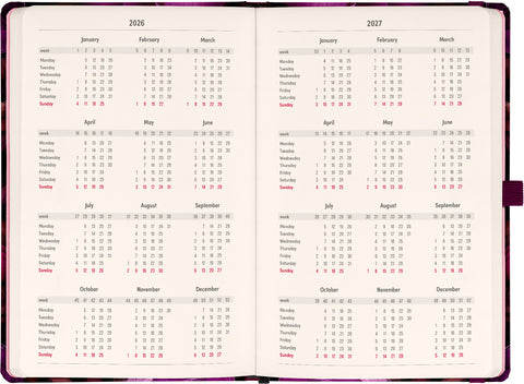 Planbook Kalender/Notizbuch Violette Blumen 2026, 13 x 21 cm