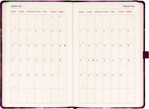 Planbook Kalender/Notizbuch Violette Blumen 2026, 13 x 21 cm