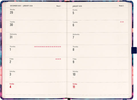 Planbook Kalender/Notizbuch Blumenstrauß 2026, 13 x 21 cm