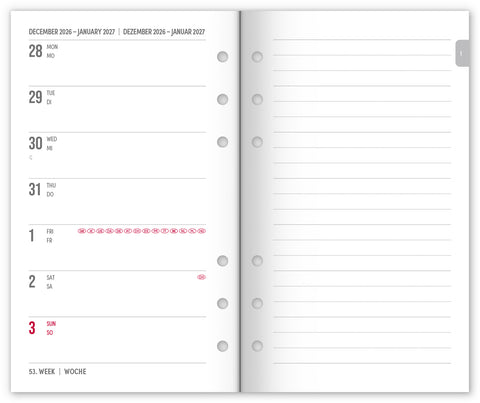 Refill – Weekly Ring Bound Planner 2027, royal blue, 12,5 x 19 cm