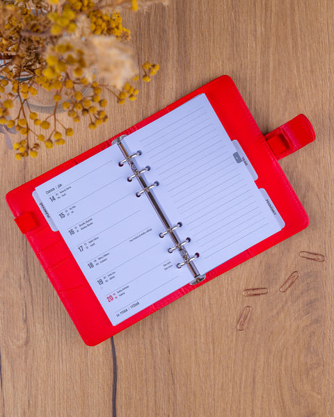Refill – Weekly Ring Bound Planner 2027, bright red, 12,5 x 19 cm