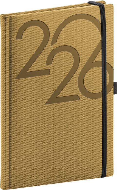 NOTIQUE Buchkalender Ajax 2026, Woche, Gold, 15 x 21 cm