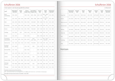 NOTIQUE Buchkalender Ajax 2026, Woche, Schwarz, 15 x 21 cm