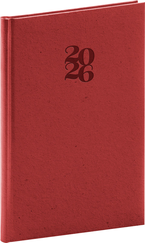 NOTIQUE Buchkalender Essenza 2026 – Woche, Kirsche, 15 x 21 cm