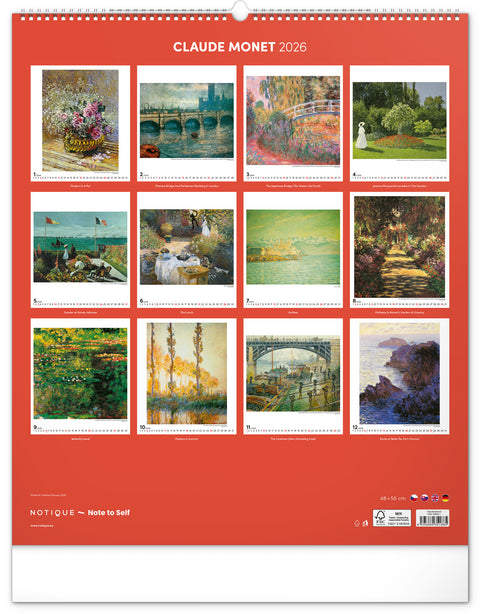 Wandkalender Claude Monet 2026, 48 x 56 cm