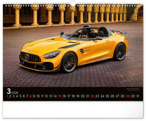 Wandkalender Autos 2026, 48 x 33 cm