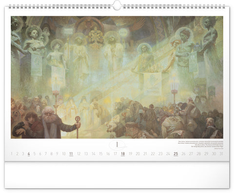 Wandkalender Slawische Epoche – Alfons Mucha 2026, 48 x 33 cm