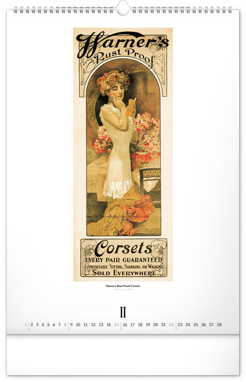 Wandkalender Alfons Mucha 2026, 33 x 46 cm