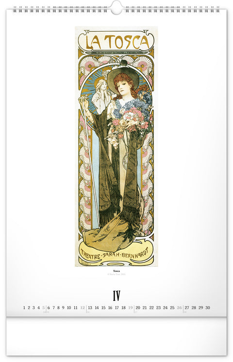 Wandkalender Alfons Mucha 2026, 33 x 46 cm