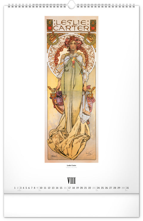 Wandkalender Alfons Mucha 2026, 33 x 46 cm