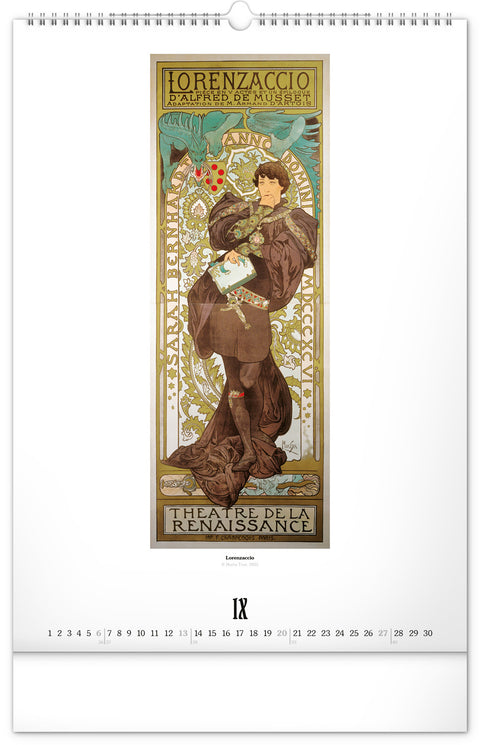 Wandkalender Alfons Mucha 2026, 33 x 46 cm