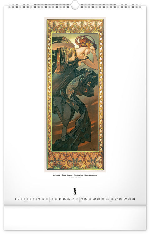 Wandkalender Alfons Mucha 2026, 33 x 46 cm