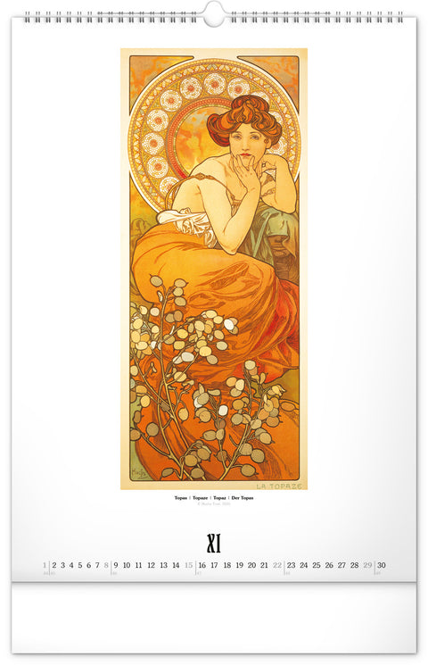 Wandkalender Alfons Mucha 2026, 33 x 46 cm