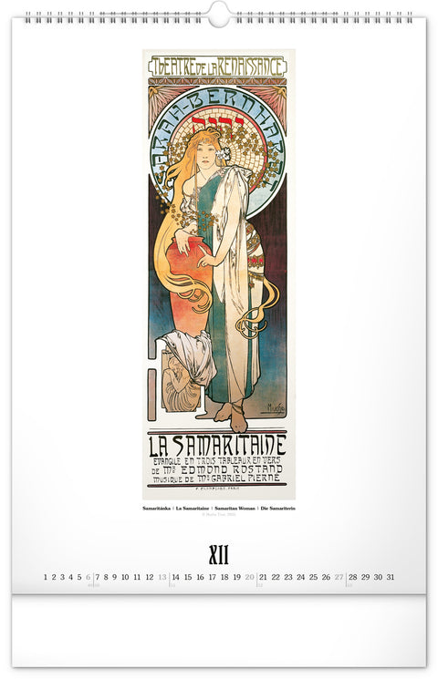 Wandkalender Alfons Mucha 2026, 33 x 46 cm