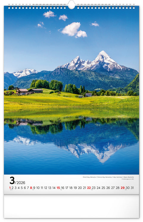 Wandkalender Berge 2026, 33 x 46 cm