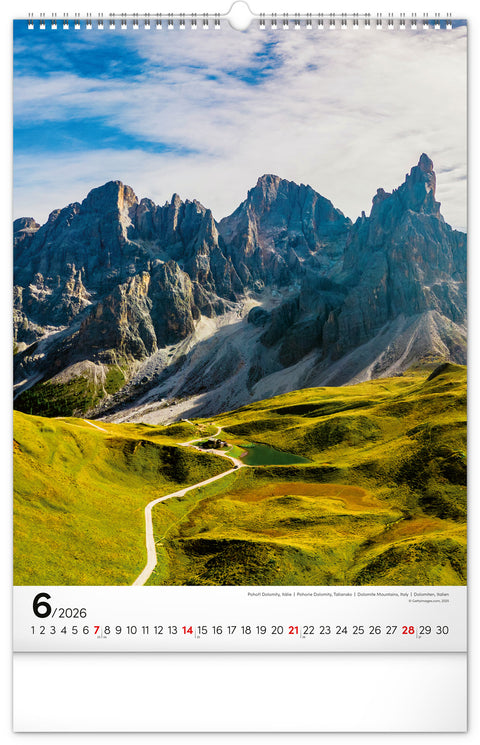 Wandkalender Berge 2026, 33 x 46 cm