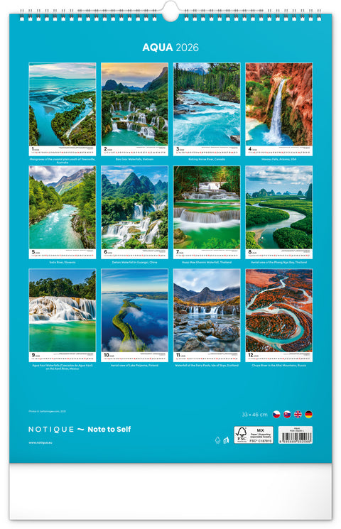 Wandkalender Wasser 2026, 33 x 46 cm